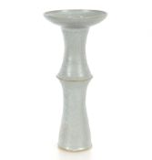 A turquoise glazed Studio pottery candle stand, 39cm high