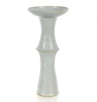 A turquoise glazed Studio pottery candle stand, 39cm high