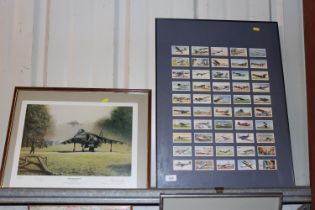 A framed collection of cigarette cards relating to