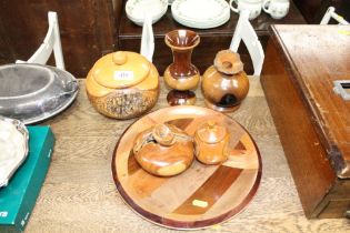 A quantity of Australian turned wooden vases, jar a