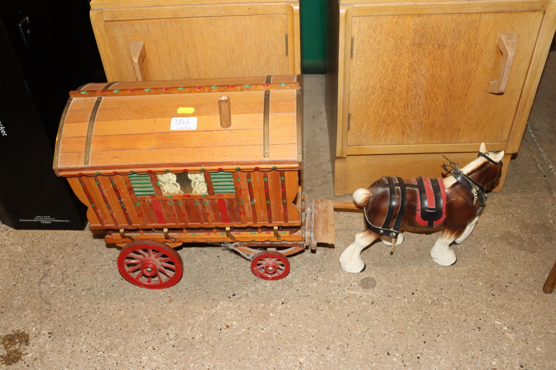 A gypsy wagon and shire horse AF