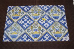 Six Poole Pottery Carter hand painted tiles