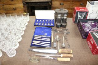 A quantity of boxed cutlery; silver plated flatwar