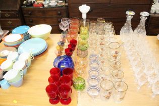 A quantity of various coloured glassware to includ