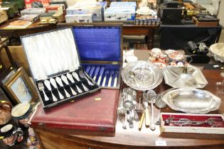 A quantity of various silver plated flatware and o