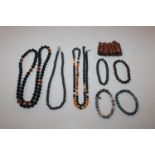 A collection of hardstone necklaces and bracelets