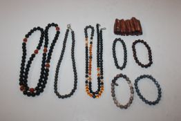 A collection of hardstone necklaces and bracelets