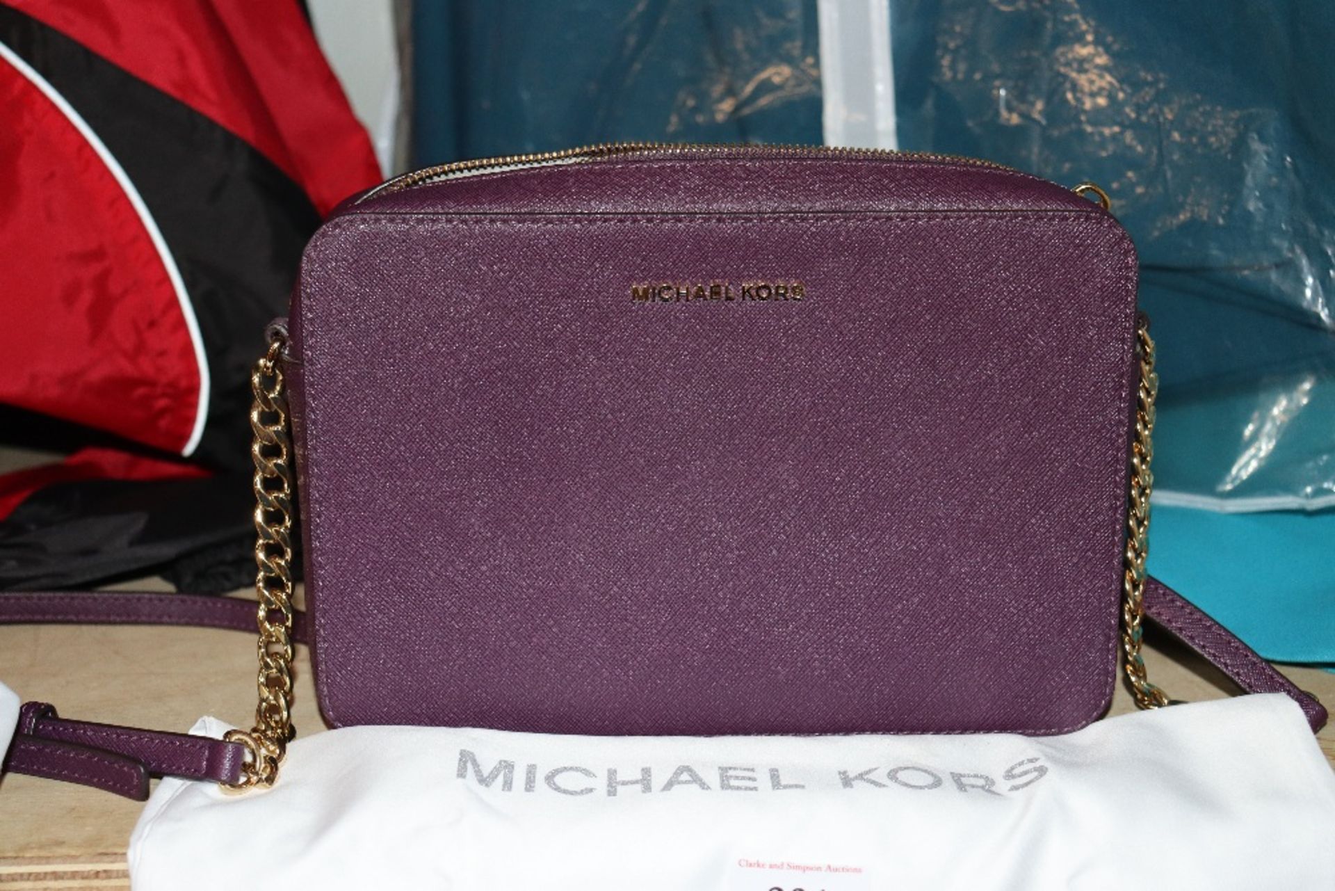 A Michael Kors purple small chain handled bag - Image 2 of 3