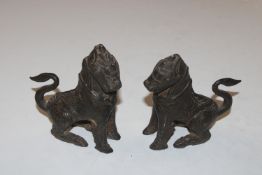 Two Oriental bronze Temple Dogs