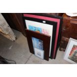 A quantity of various picture frames and prints