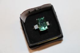 A Sterling silver flourite and diamond dress ring,