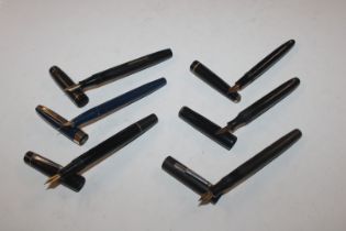 Six pens to include Sheaffer, Black Bird and Steve