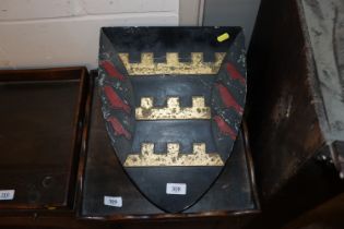 An Heraldic wooden shield