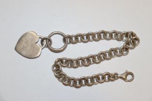 A Sterling silver watch chain bracelet with heart