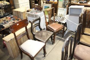 A Regency mahogany dining chair and a cane seated