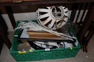 A box of miscellaneous ornaments, picture frames e