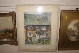 R.J. Russell, pencil signed watercolour study of a