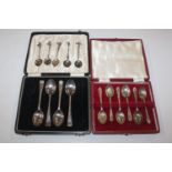 Four silver teaspoons; a set of six silver coffee