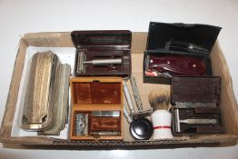 A box of vintage shaving items
