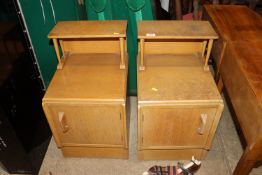 A pair of oak Arts & Crafts design bedside cabinet