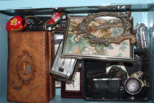 A tin box and contents to include AA badge, table