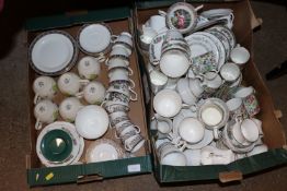 Two boxes of various tea and dinnerware to include