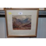 D.A. Baxter, watercolour study of a mountainous la