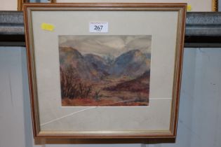 D.A. Baxter, watercolour study of a mountainous la