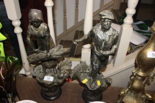 A pair of spelter figures