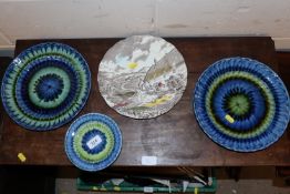 Two Porthmadog pottery plates; a smaller similar a