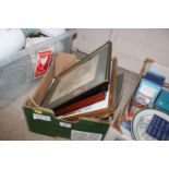 A box of various pictures including a Herefordshir