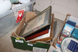 A box of various pictures including a Herefordshir