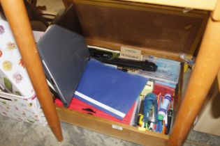 A box of various stationery items