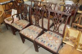 A set of six carved mahogany Chippendale style din