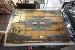 A coloured glass and leaded window panel (AF)