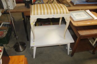 A painted table and a dressing table stool