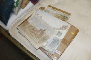 Three Victorian and later unframed watercolours