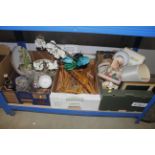 Three boxes of miscellaneous items including lamps