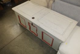 A vintage painted pine coffer
