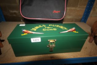 A metal cartridge box named to James Purdy & Sons