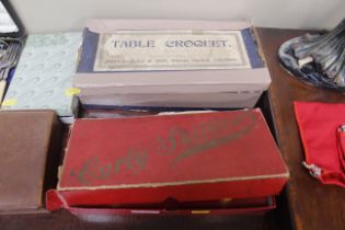 A boxed Jacques & Son table croquet set and a boxe