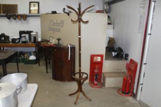 A Bentwood hat coat and stick stand