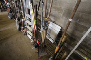 A quantity of gardening tools to include digging f