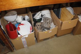 Three boxes of miscellaneous kitchen items