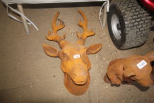 A large cast iron stags head (129)