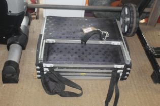 A metal folding five step platform for pets