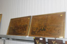 A pair of antique coaching prints in gilt frames A