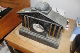 A Victorian black marble clock case