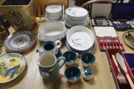 A collection of Denby green wheat pattern dinnerwa