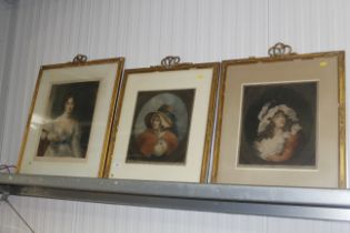 Three 19th Century pencil signed coloured prints o